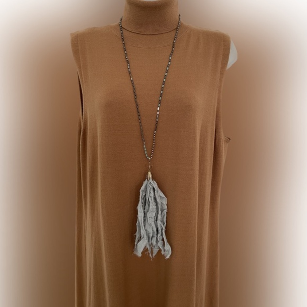 Tassel boho fabric necklace